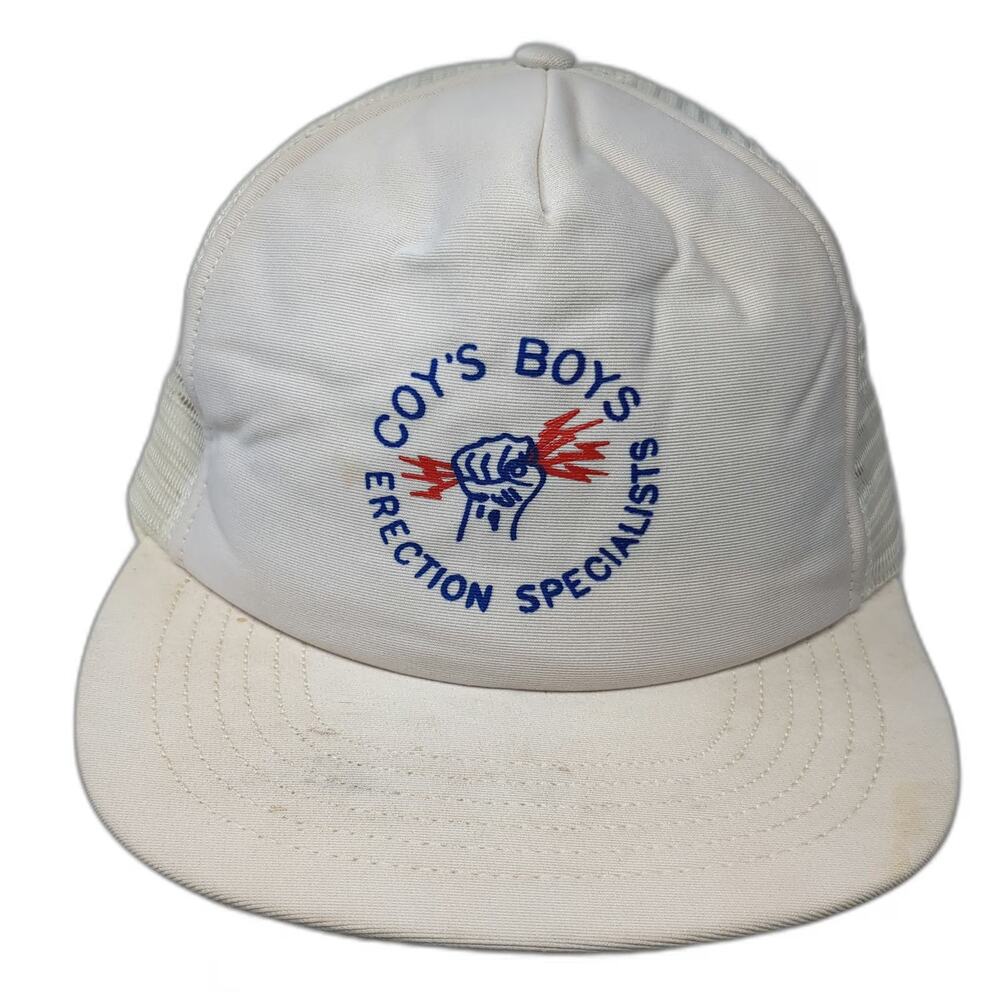 SKM Trucker Hat White One Size Coy's Boys Erection Specialists Snapback USA